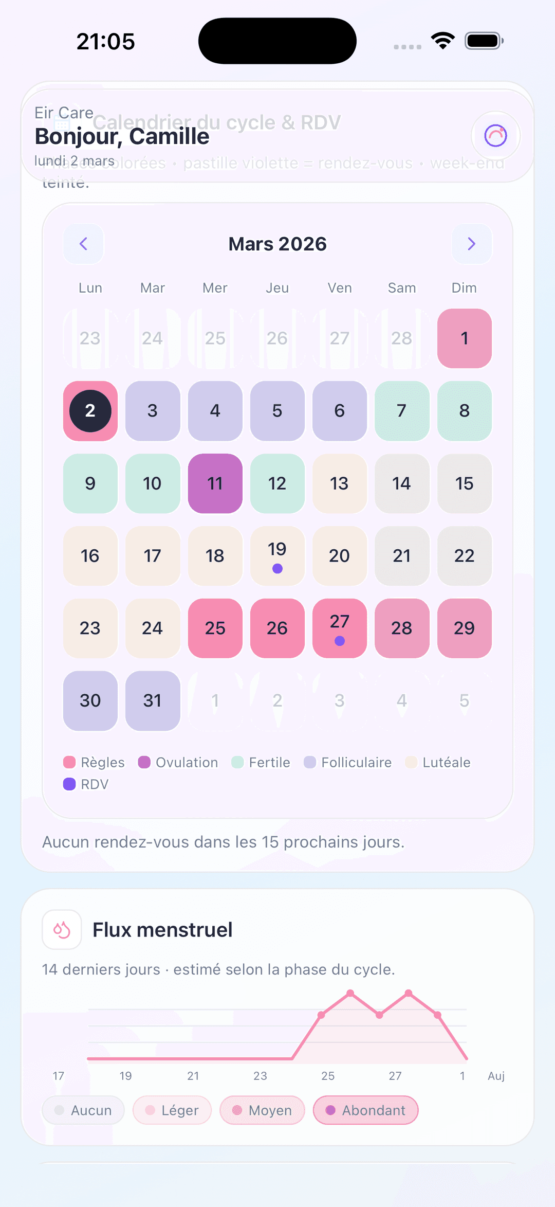Calendrier & phases
